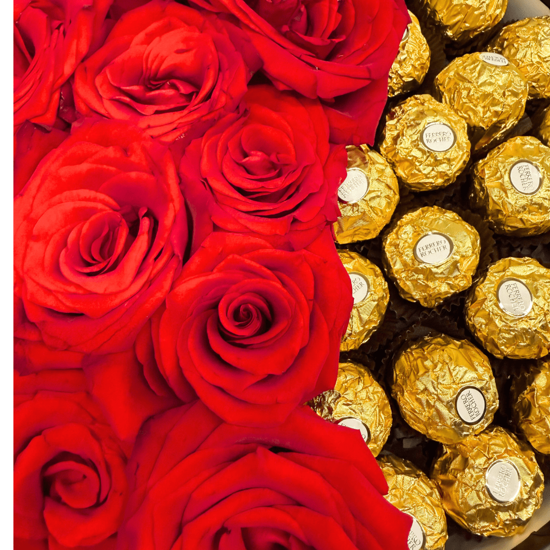Small Round Rose Flower Box + Ferrero Chocolate