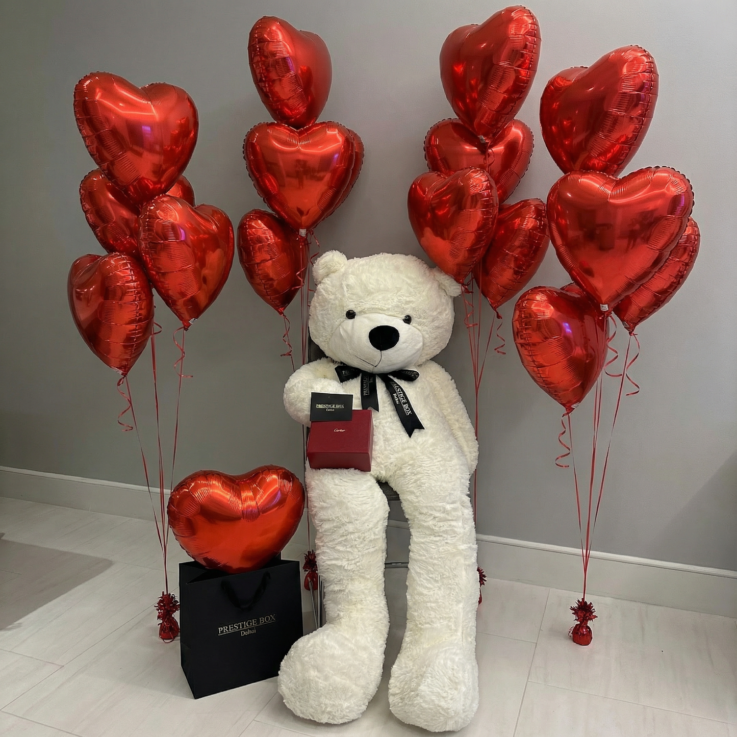 Luxury Giant Teddy Bear + Heart Shaped Balloons