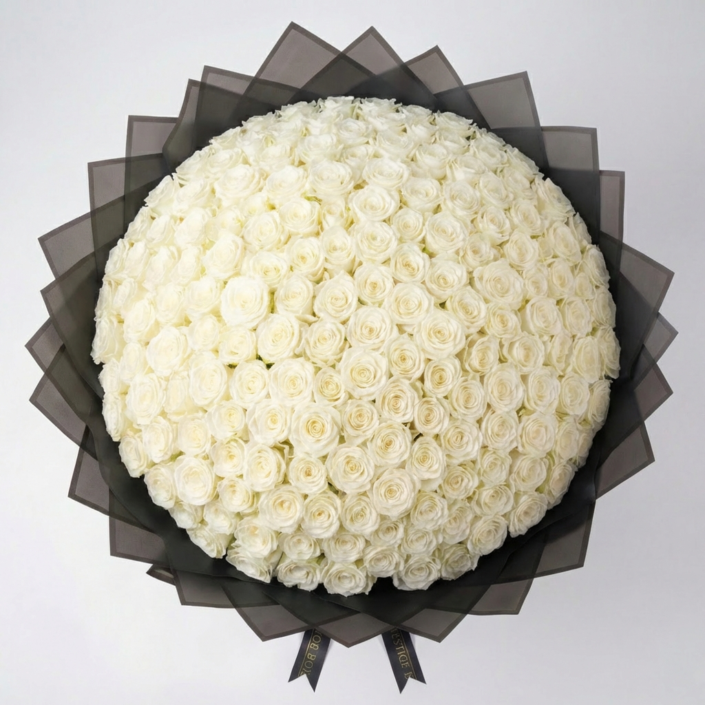 100 Premium White Roses Bouquet