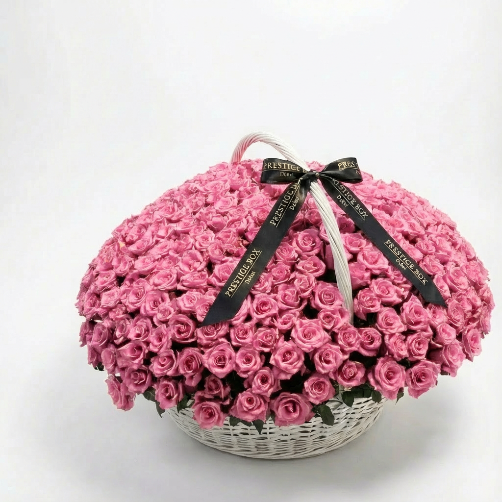 200 Premium Pink Roses Luxury Basket