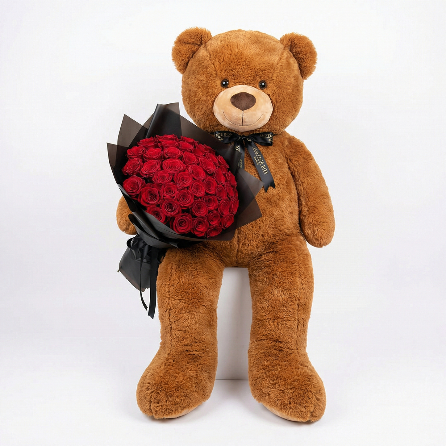 50 Premium Red Roses Bouquet With Giant Teddy