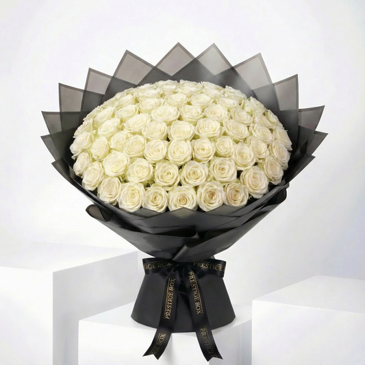 50 Premium White  Roses Bouquet
