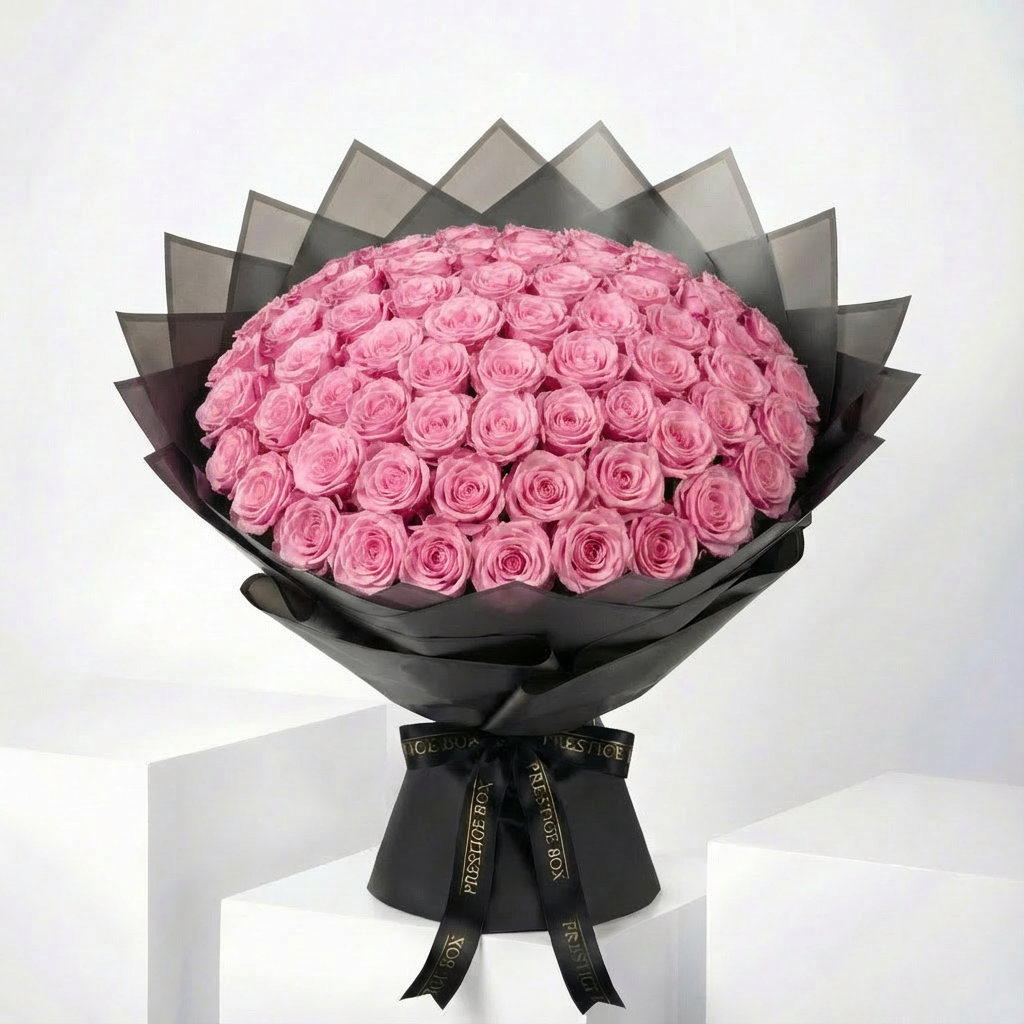50 Premium Pink Roses Bouquet