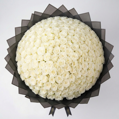 100 Premium White Roses Bouquet