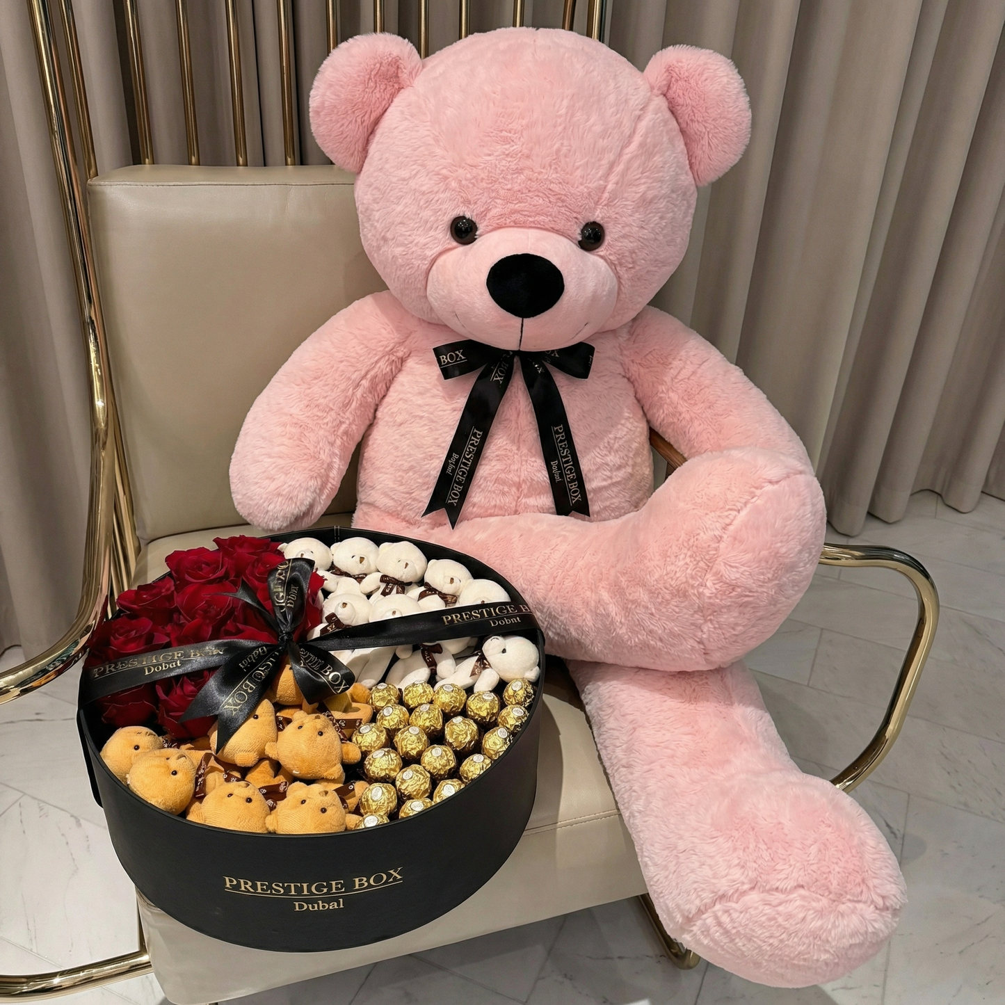 XLarge Rose Flower Box With Giant Teddy