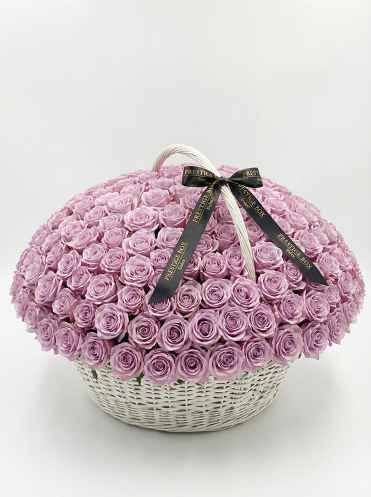 100 Premium Purple Roses Luxury Basket