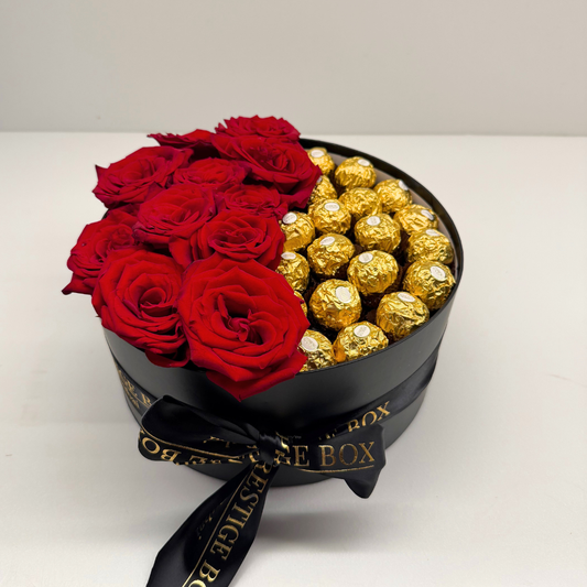 Small Round Rose Flower Box + Ferrero Chocolate